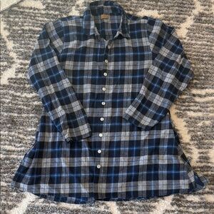 Blue and Gray Plaid Button-Up Shirt dress